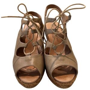 Eric Michael‎ Espadrille Wedges Lace Up Peep Toe Heels Sandals Women's Shoes